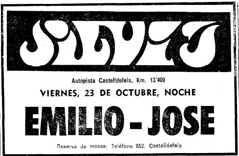 Anuncio de la actuacin de Emilio-Jos en la discoteca Silvi's de Gav Mar publicado en el diario LA VANGUARDIA el 22 de octubre de 1970